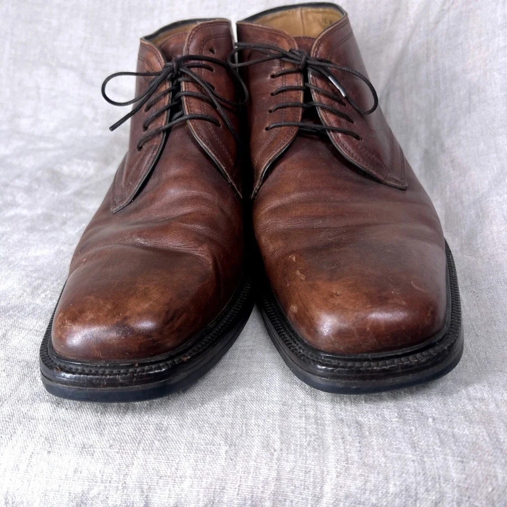 Cole Haan Mens 12 Short Boot Brown Tie‎ Up Ankle Boot Leather Brown 12